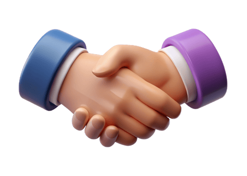 3D Render of a Handshake Between Two Businesspeople Wearing Different Colored Suits png