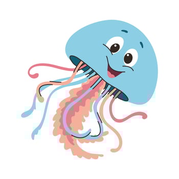 Cartoon jellyfish. illustration of a cartoon jellyfish. A cute drawing in a childish style. vector