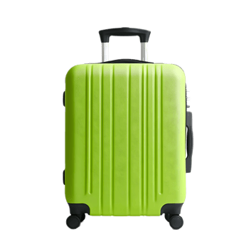 Green Compact Suitcase with Wheels and Handle for Traveling or Vacation png