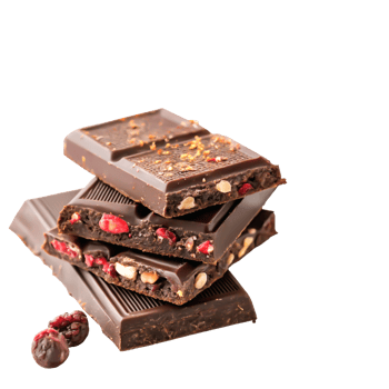 Delicious Dark Chocolate Bar with Cranberries and Nuts - Gourmet Dessert png