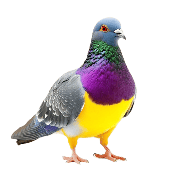 Vibrant and Colorful Pigeon or Dove Perched on Branch in Urban Setting png