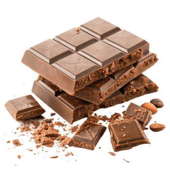 Delicious Milk Chocolate Bar Pieces, Broken Chocolate Squares, Cocoa Beans png