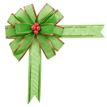 Green and Red Holiday Bow with Berries Festive Decoration Christmas Gift Wrap Ornament png