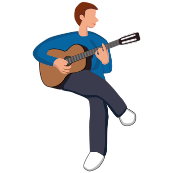 Cartoon Illustration of Man Playing Acoustic Guitar png