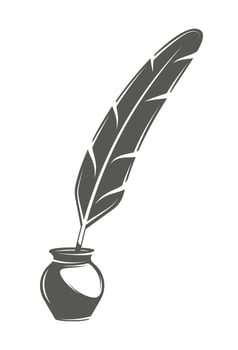 Vintage feather and ink icon vector