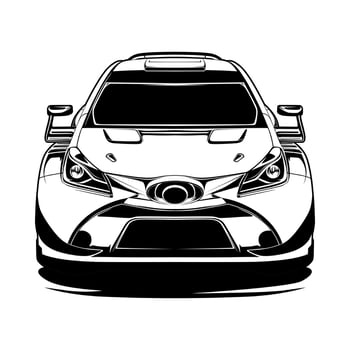 A black and white drawing of special rally car vector