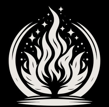 A black and white logo for a magic fire vector