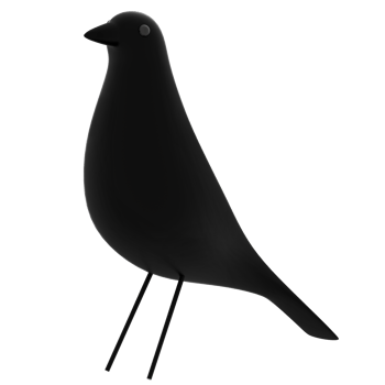 3d render black bird with transparent background png
