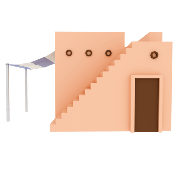 3d render adobe house with transparent background png