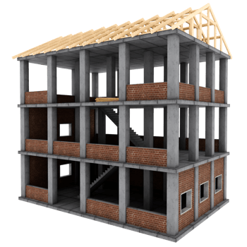Render under construction building with transparent background png