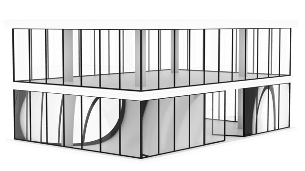 3d render modern glass building with transparent background png