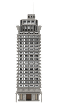 Render brutalist skyscraper with transparent background png