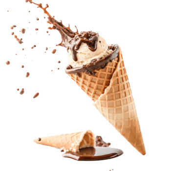 Delicious Vanilla Ice Cream Cone with Chocolate png