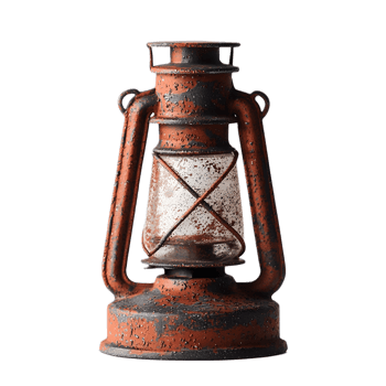 Vintage Rustic Antique Lantern with Warm Glowing Flame and Atmospheric Lighting png