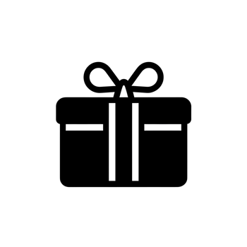 Gift Box Black Outline Icon on Transparent Background png