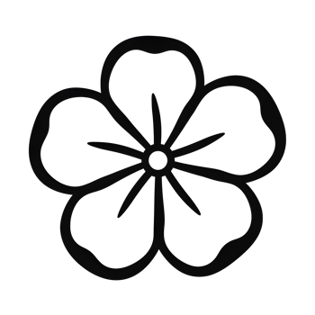 Tropical Flower Black Outline Icon on Transparent Background png