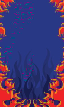 lank blue background wallpaper with flame border for sublimation sports jersey vector