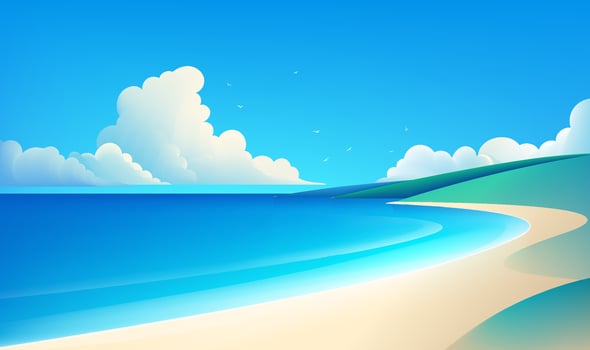 Simple style horizontal landscape illustration sea beach and blue sky vector