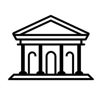 Courthouse Black Outline Icon on Transparent Background png