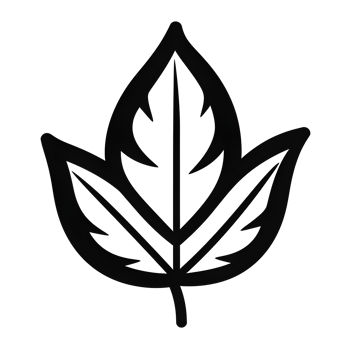 Bold Leaf Black Outline Icon on Transparent Background png
