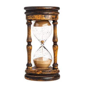 Hourglass displayed on a white background highlighting the passage of time in a simple and elegant design, Hourglass isolated on white background png