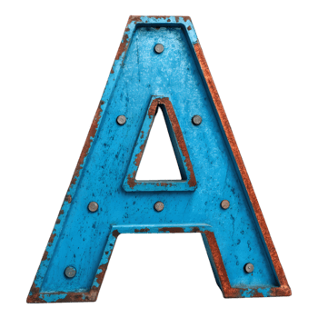 Vintage Blue Letter A for Unique Home Decor and Personalization. Perfect for Signs, Events, and Creative Projects. Ideal for Adding Character and Style to Any Space. png