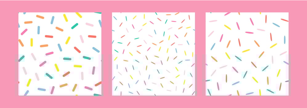 Simple Sprinkle Seamless Pattern. Colorful donut or cake glaze with sprinkle topping. Set of Illustration in scandinavian style vector