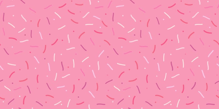 Simple Sprinkle Seamless Pattern. Pink donut glaze with colorful decorative sprinkles. Illustration in scandinavian style vector