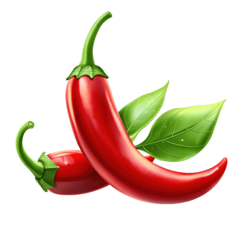 Vibrant red chili peppers with green leaves isolated on a white background, chili with leafisolated on white background png