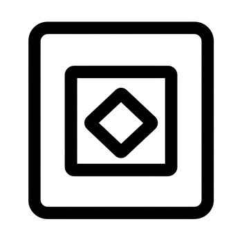 Centered Diamond Black Outline Icon on Transparent Background png