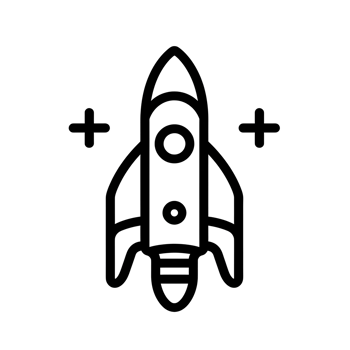 Space Rocket Black Outline Icon on Transparent Background png