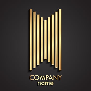 3d simple linear modern golden metal logo vector
