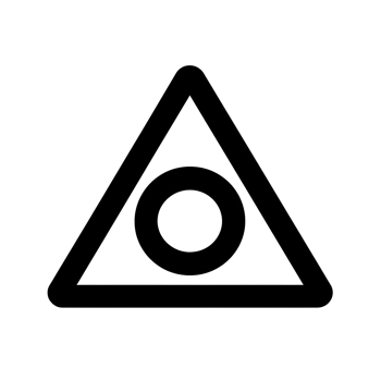 Triangle Symbol With Circle Inside Black Outline Icon on Transparent Background png