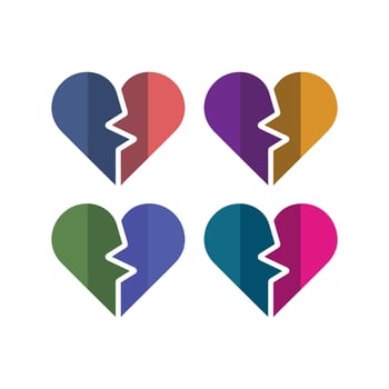 Trendy colorful broken heart icon design vector