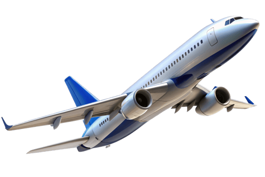 Stunning View of a Modern Passenger Airplane in Flight Against a Black Background png