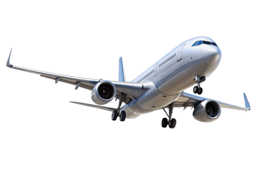 A Stunning View of Modern Passenger Airplane in Flight Against a Black Background png