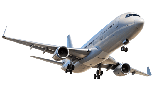 A Stunning Low Angle View of a Modern Passenger Airplane in Flight png