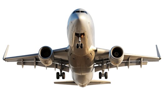 Closeup view of a passenger airplane during landing gear deployment png