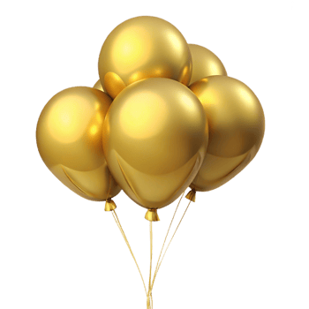 A Cluster of Shiny Gold Balloons Floating Together png