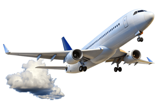 Airplane flying low over fluffy white clouds, a stunning view of commercial air travel png