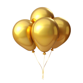 Four Shiny Golden Balloons Bunch Festive Celebration Party Decoration png