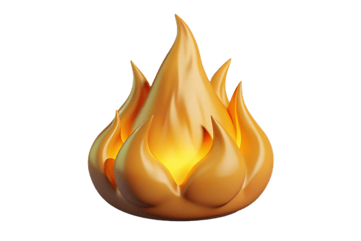 3D Render of a Golden Yellow Flame Illustration on Black Background png
