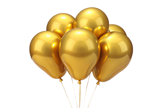 A Cluster of Shiny Golden Balloons on a Black Background png