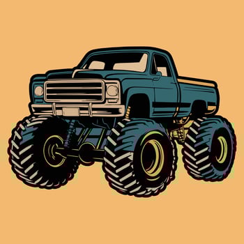 Powerful Monster Truck Illustration Bold Off-Road Adventure Art vector