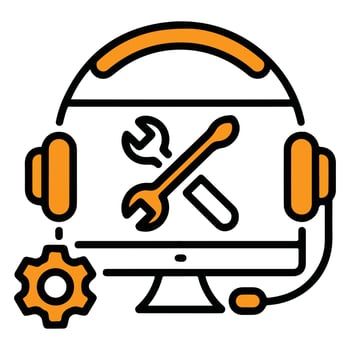 Tech Support And IT Services Icon Computer Repair And Customer Service. vector