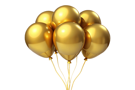 Group of Shiny Golden Balloons Floating in the Air png