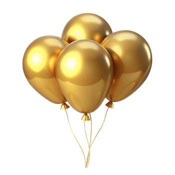 Four Golden Balloons Bunch Together in a Celebration png