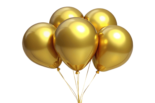 Five Shiny Golden Balloons Bunch Celebration Party Decoration png