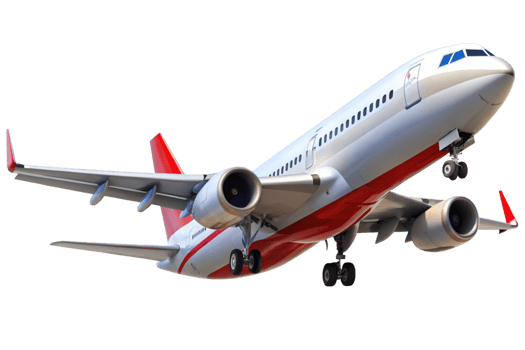 A stunning view of a modern passenger airplane in flight showcasing its sleek design and powerful engines png