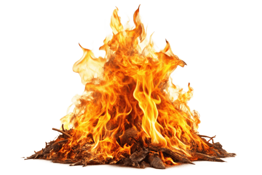 Fiery Bonfire Burning Brightly with Intense Flames and Glowing Embers png